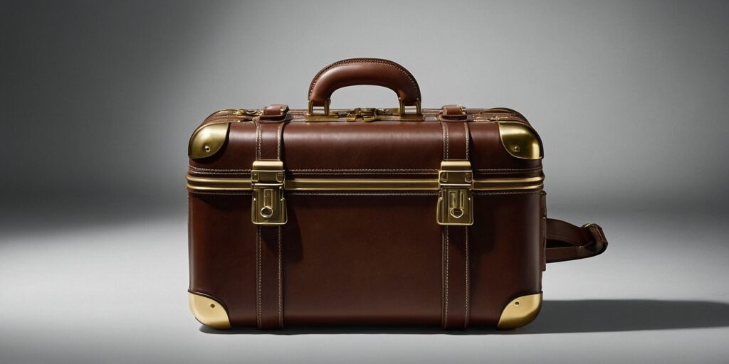 Une image de valise avec des pochettes dédiées aux batteries et aux liquides pour cigarettes électroniques, incluant une étiquette d'identification. Une image de valise avec des pochettes dédiées aux batteries et aux liquides pour cigarettes électroniques, incluant une étiquette d'identification.