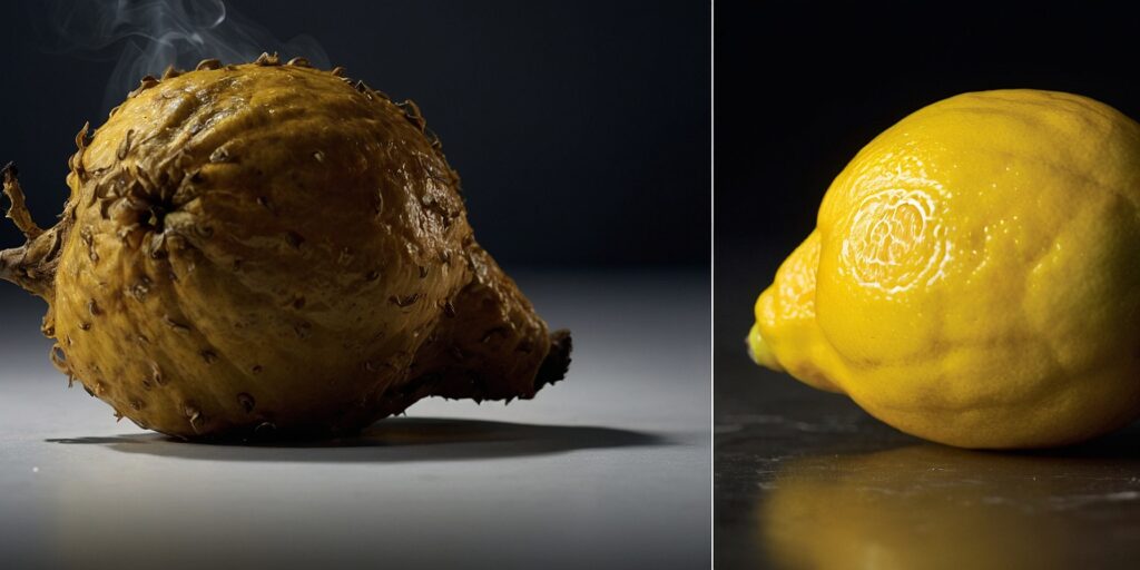 Une main avec une tache de nicotine, à côté d'un citron coupé en deux. Une main avec une tache de nicotine, à côté d'un citron coupé en deux.